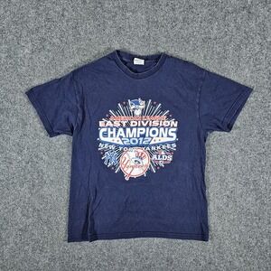 2012 MLB Yankees ALDS Champion‎ Roster Graphic T Shirt Blue Women's Size Medium